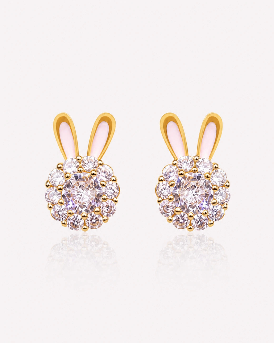 Bunny Crystal Stud Earrings – 14K Gold-Plated