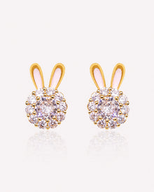 Bunny Crystal Stud Earrings – 14K Gold-Plated