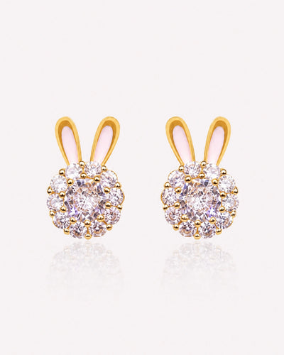 Bunny Crystal Stud Earrings – 14K Gold-Plated
