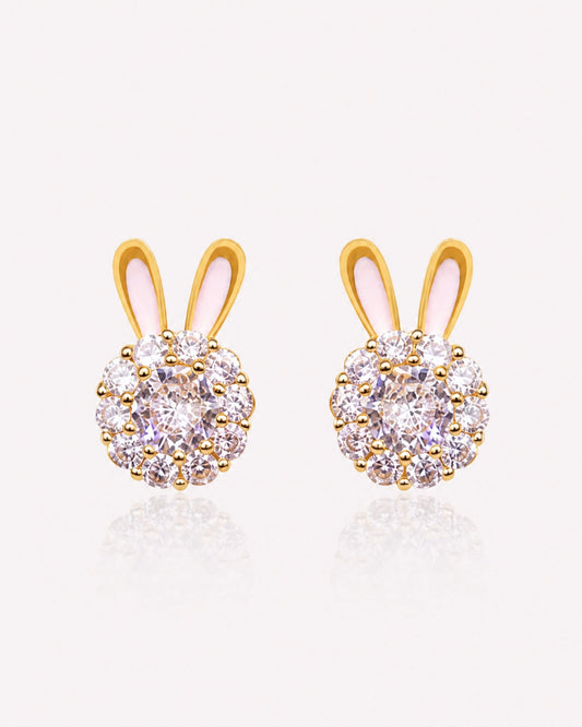 Bunny Crystal Stud Earrings – 14K Gold-Plated