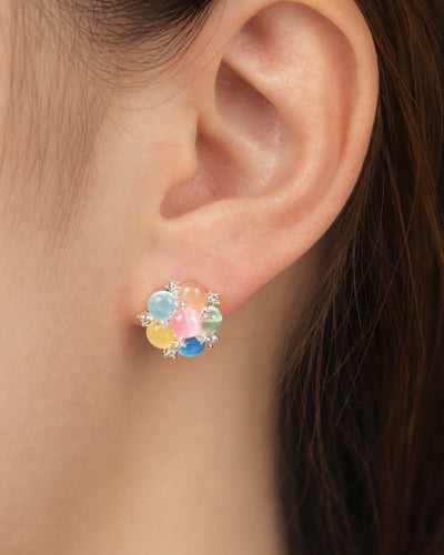 Pastel Floral Stud Earrings – 14K Gold-Plated