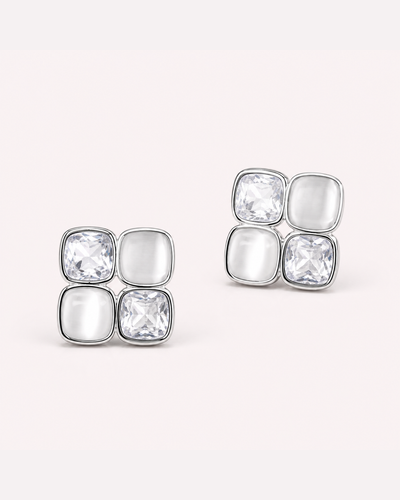Geometric Square Stud Earrings – 14K Gold-Plated