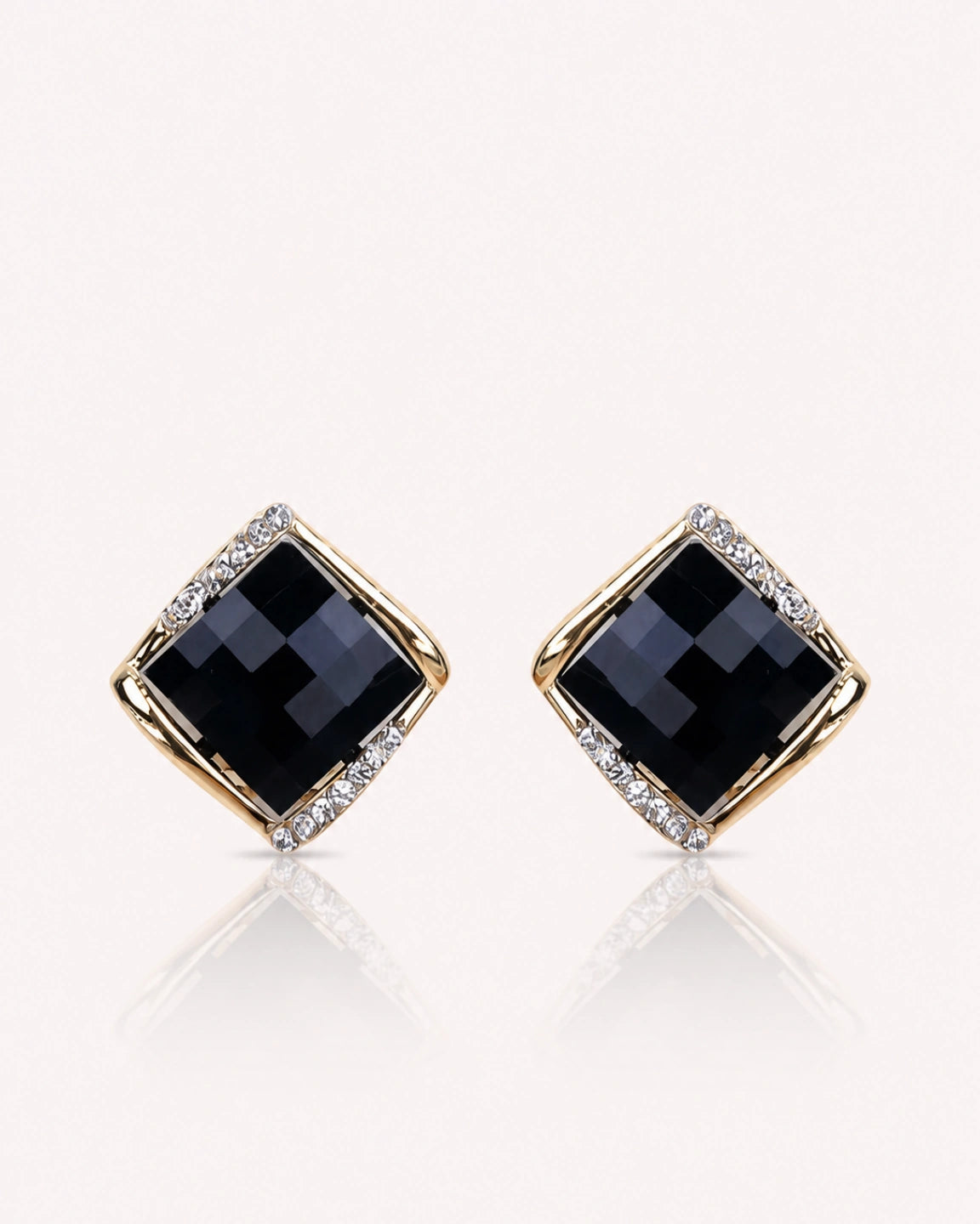 Black Diamond Stud Earrings – 14K Gold-Plated
