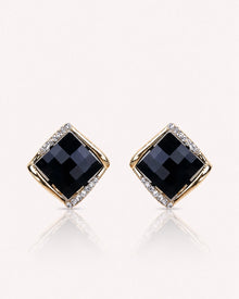 Black Diamond Stud Earrings – 14K Gold-Plated