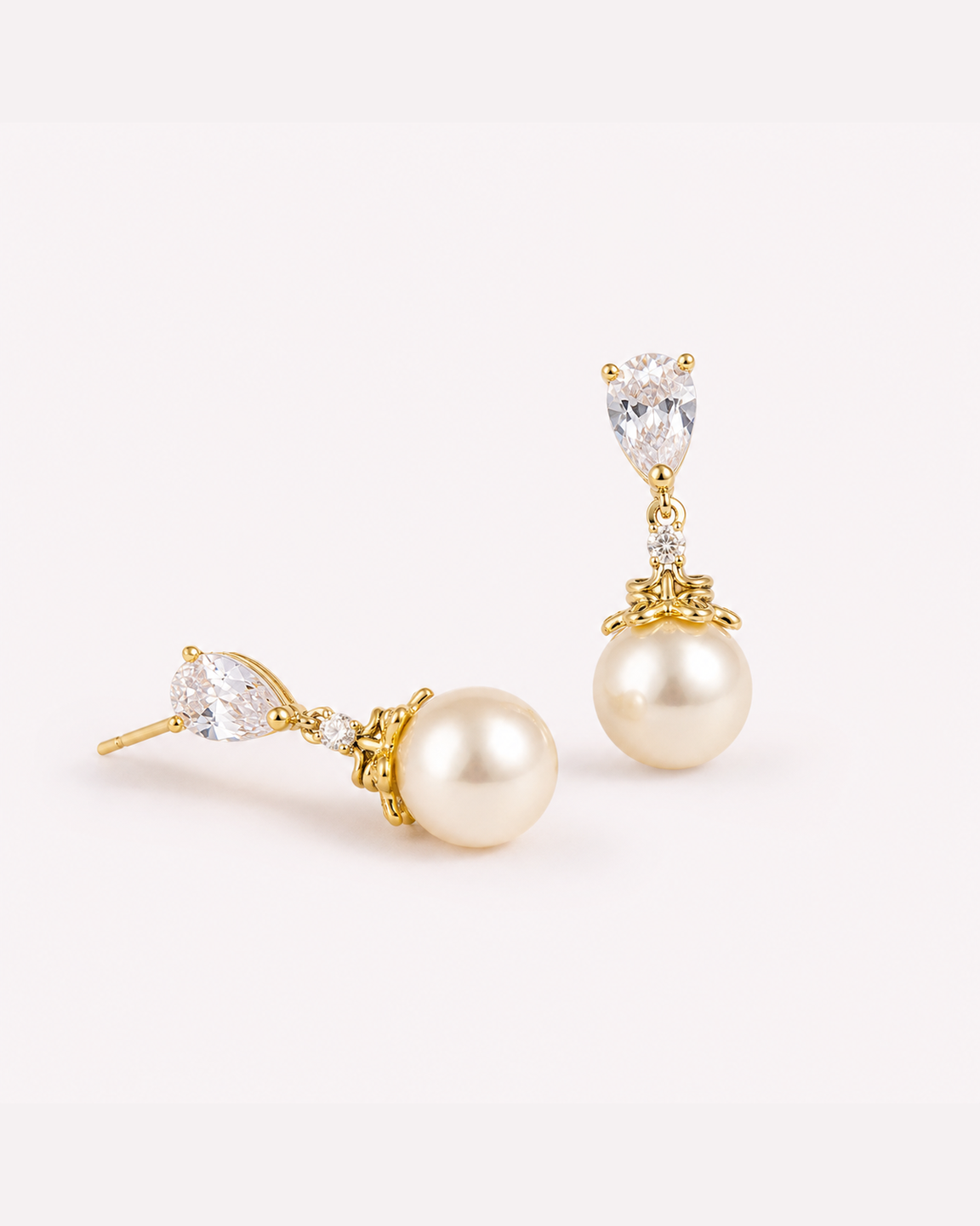 Pearl Drop Earrings – 14K Gold-Plated Elegant Dangle Earrings